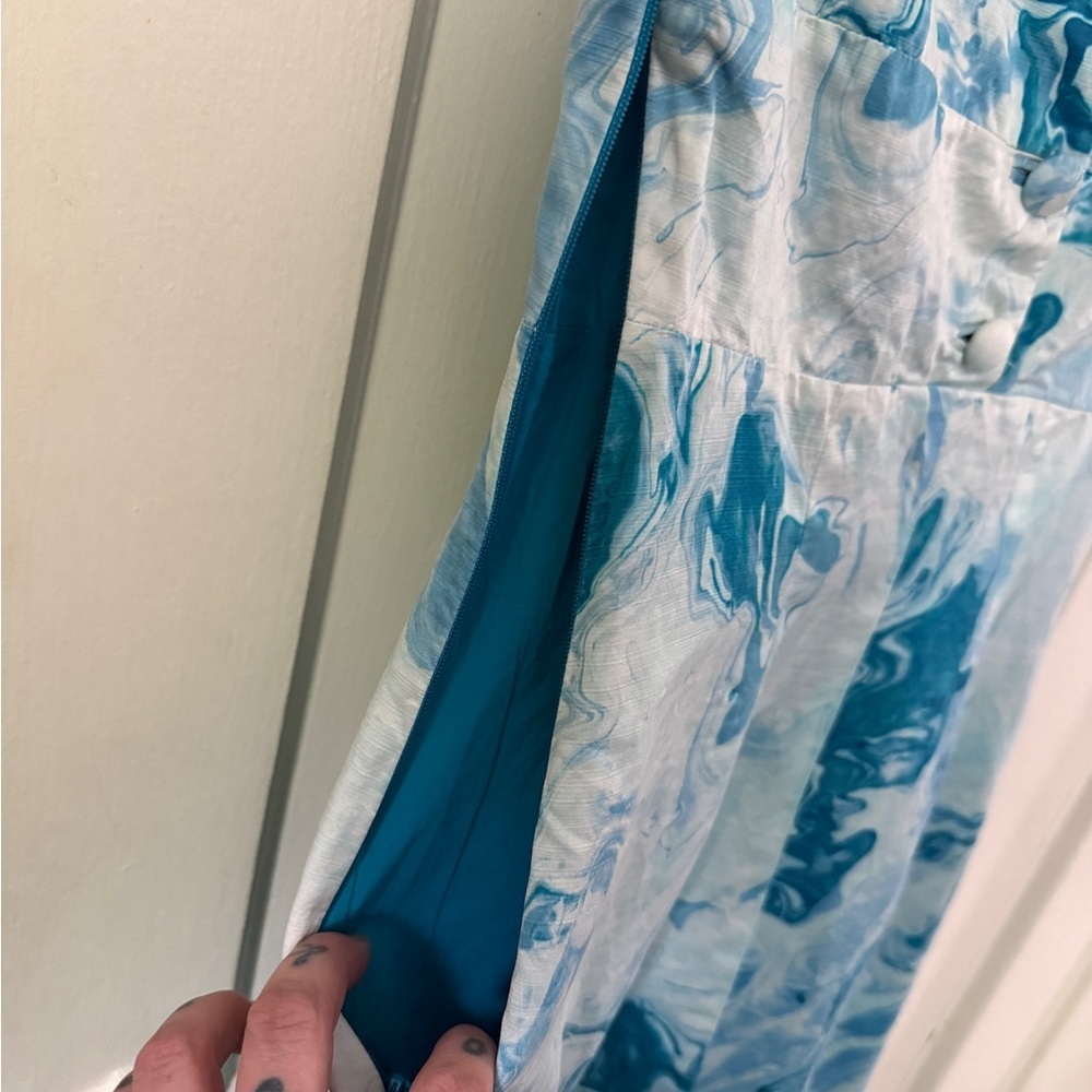 Maeve Anthropology Blue Marbled Waters Dress Women’s 2 EUC - Picture 8 of 11